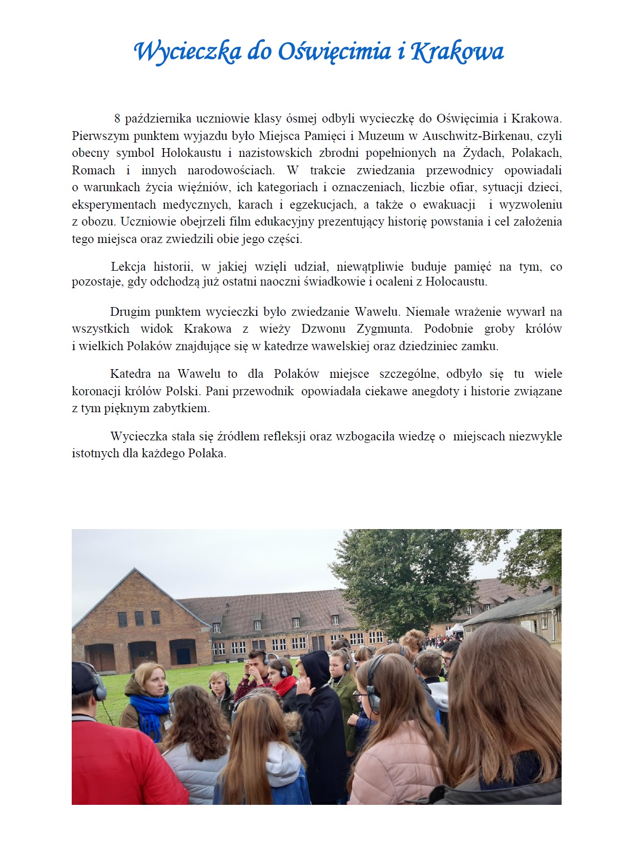 wycieczki do oświęcimia i krakowa