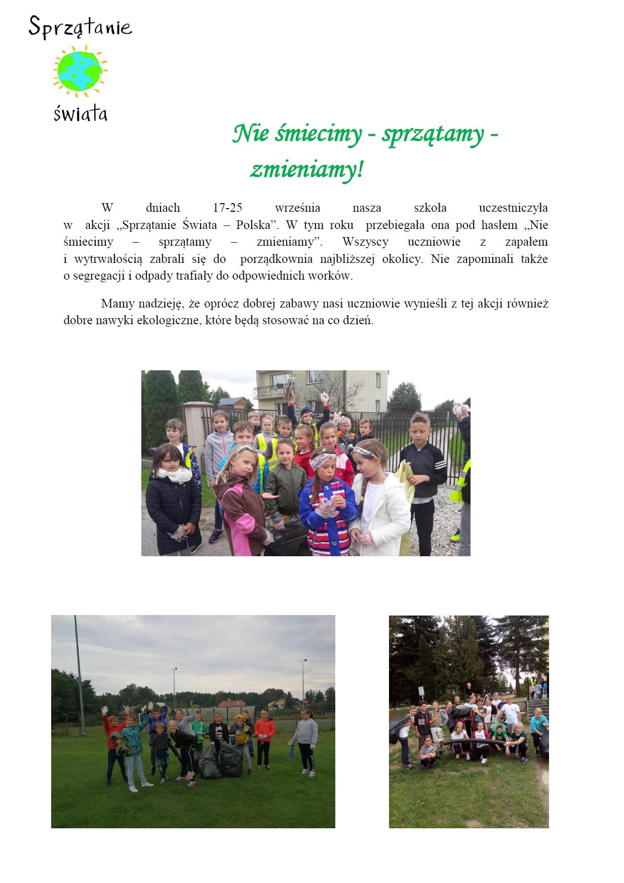 nie śmiecimy sprzątamy zmieniamy