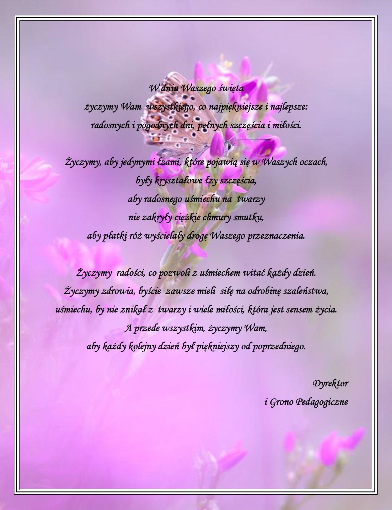 życzenia od dyrekcji