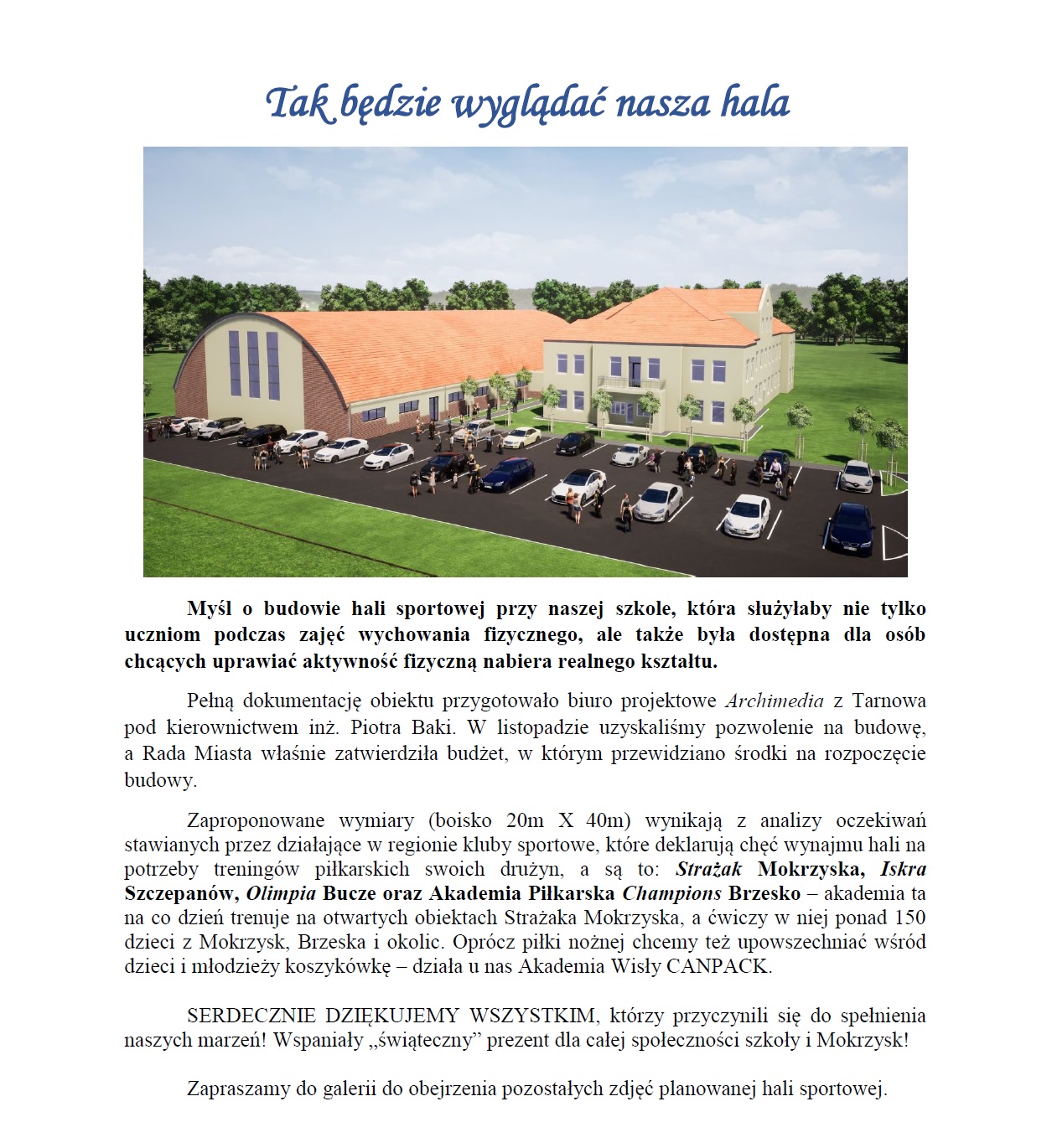 tak będzie wyglądać nasza hala