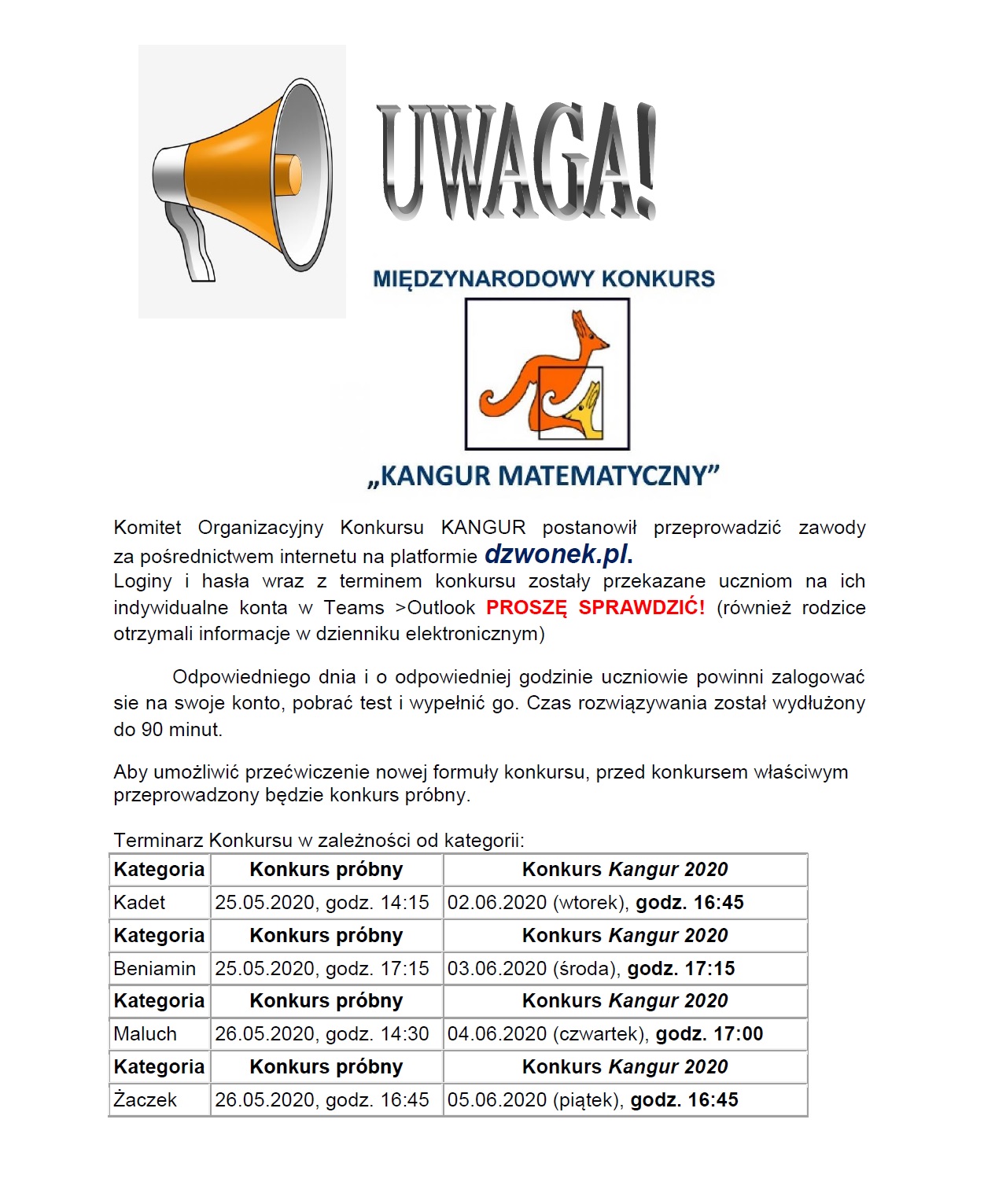 międzynarodowy konkurs kangur matematyczny