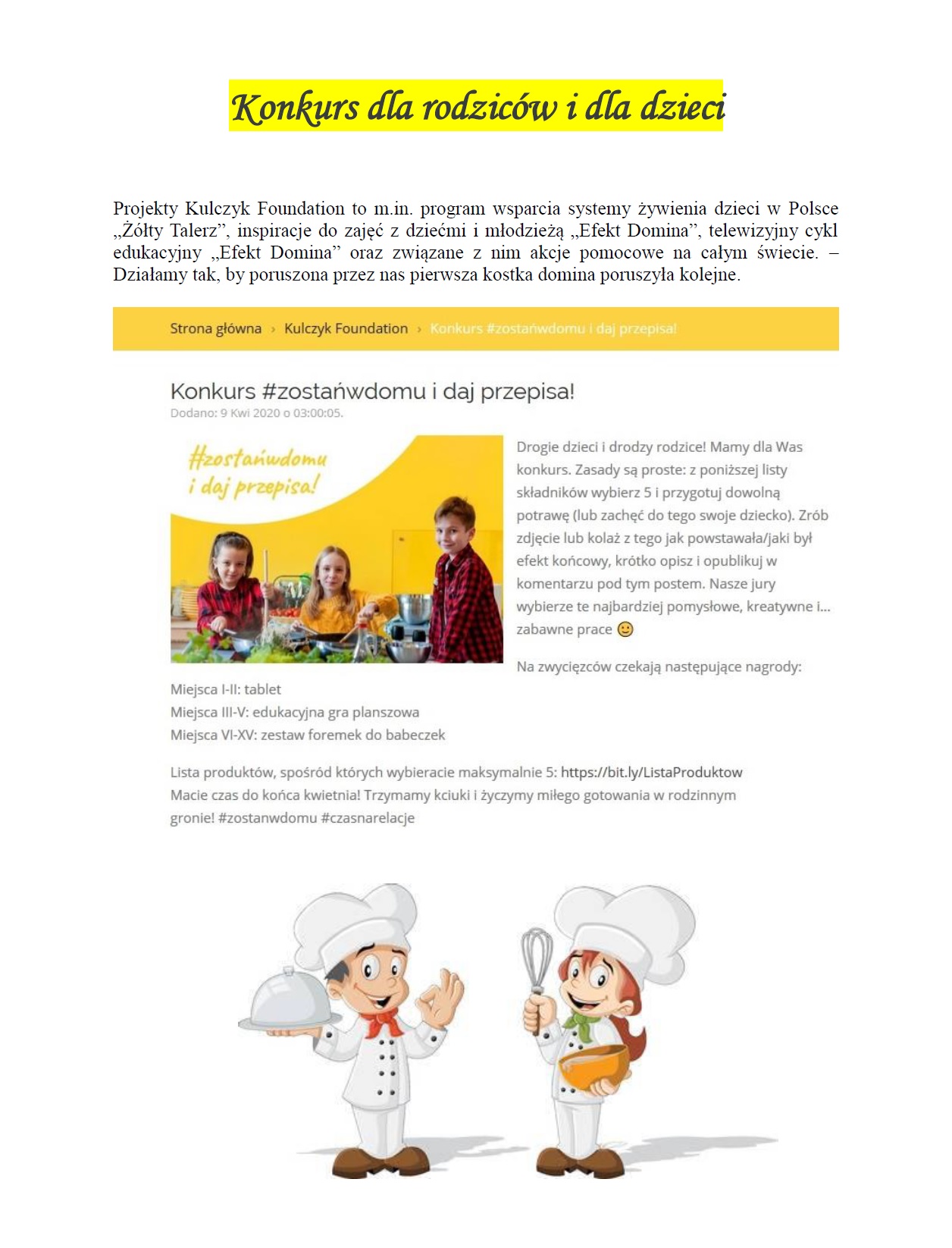 konkurs dla rodziców i dla dzieci