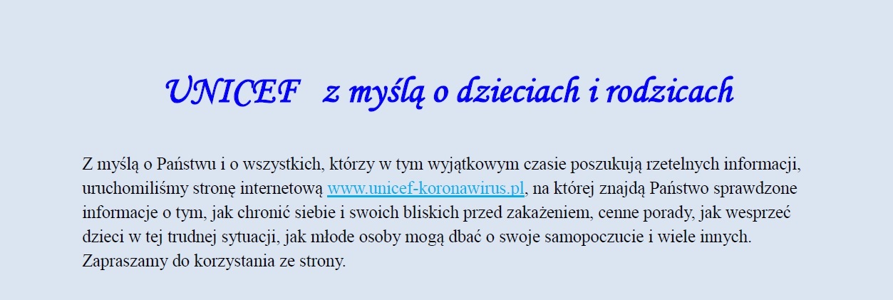 unicef z myślą o dzieciach i rodzicach