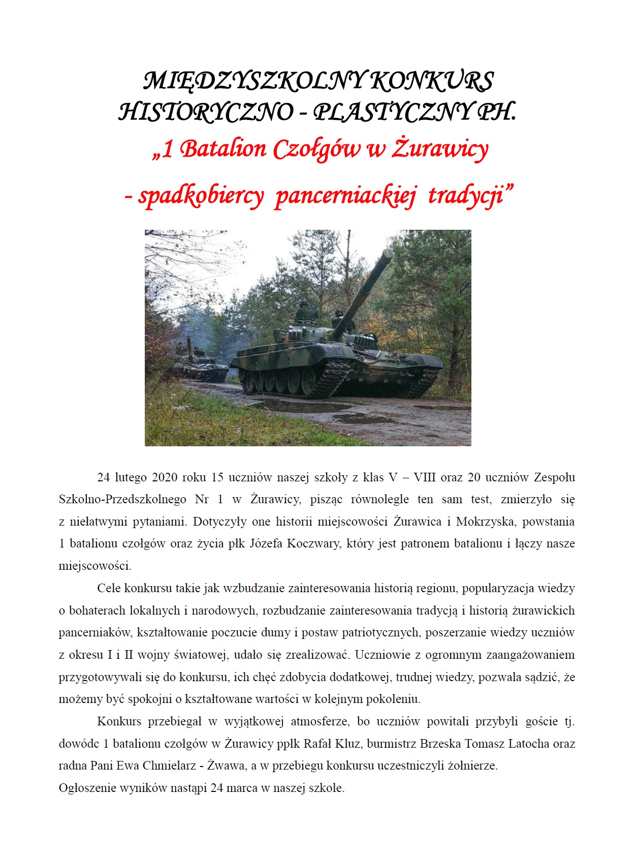 Międzyszkolny konkurs historyczno-plastyczny