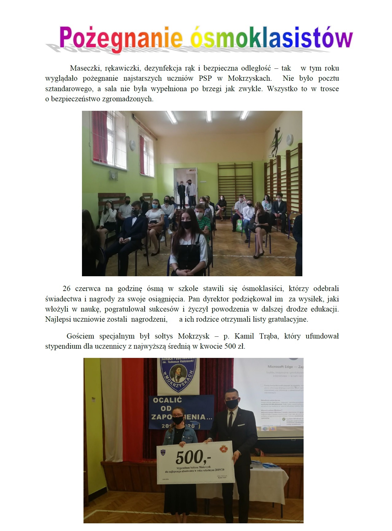 pożegnanie ósmoklasistów