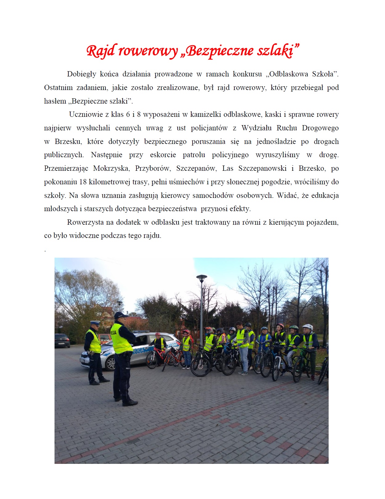 rajd rowerowy bezpieczne szlaki