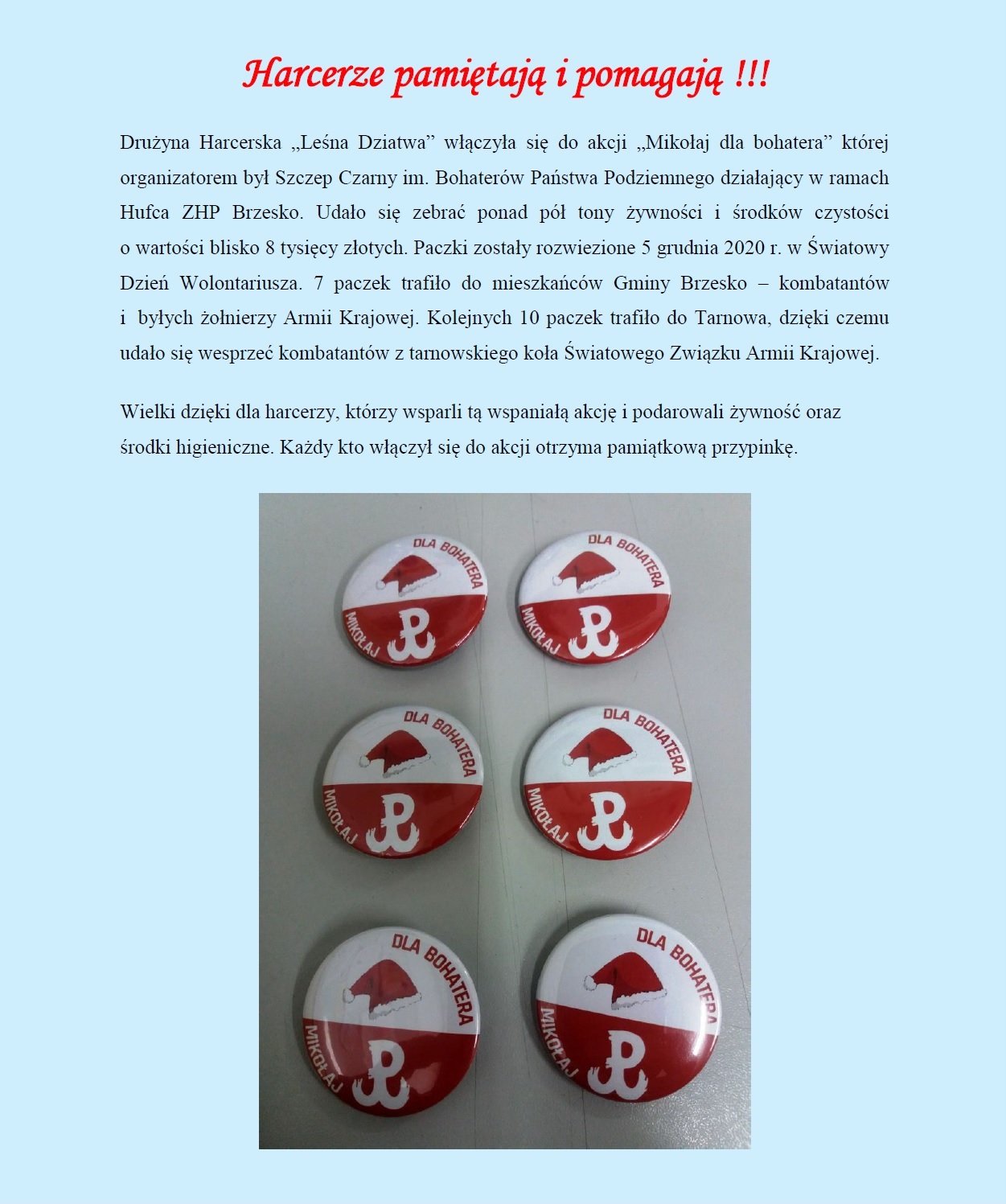 harcerze pamiętają i pomagają