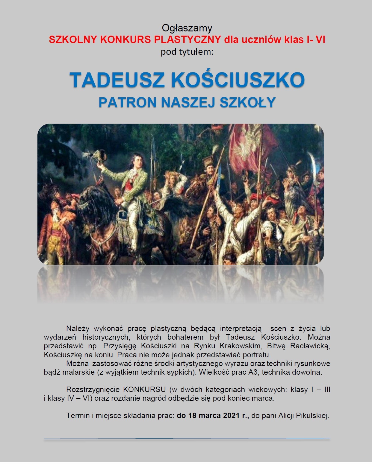 szkolny konkurs plastyczny dla uczniów klas I-VI