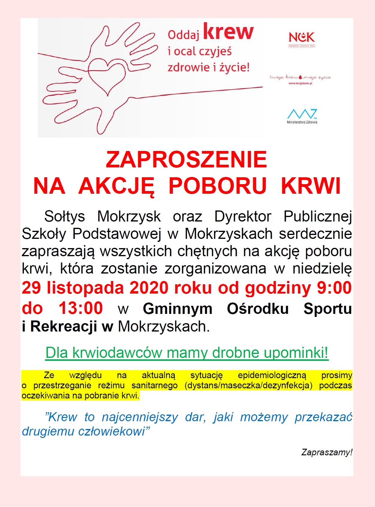 oddaj krew i ocal czyjeś zdrowie i życie