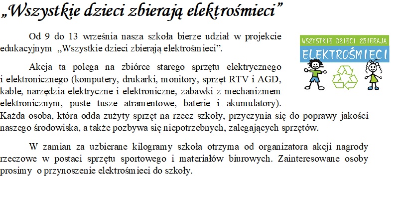wszytkie dzieci zbierają elektrośmieci
